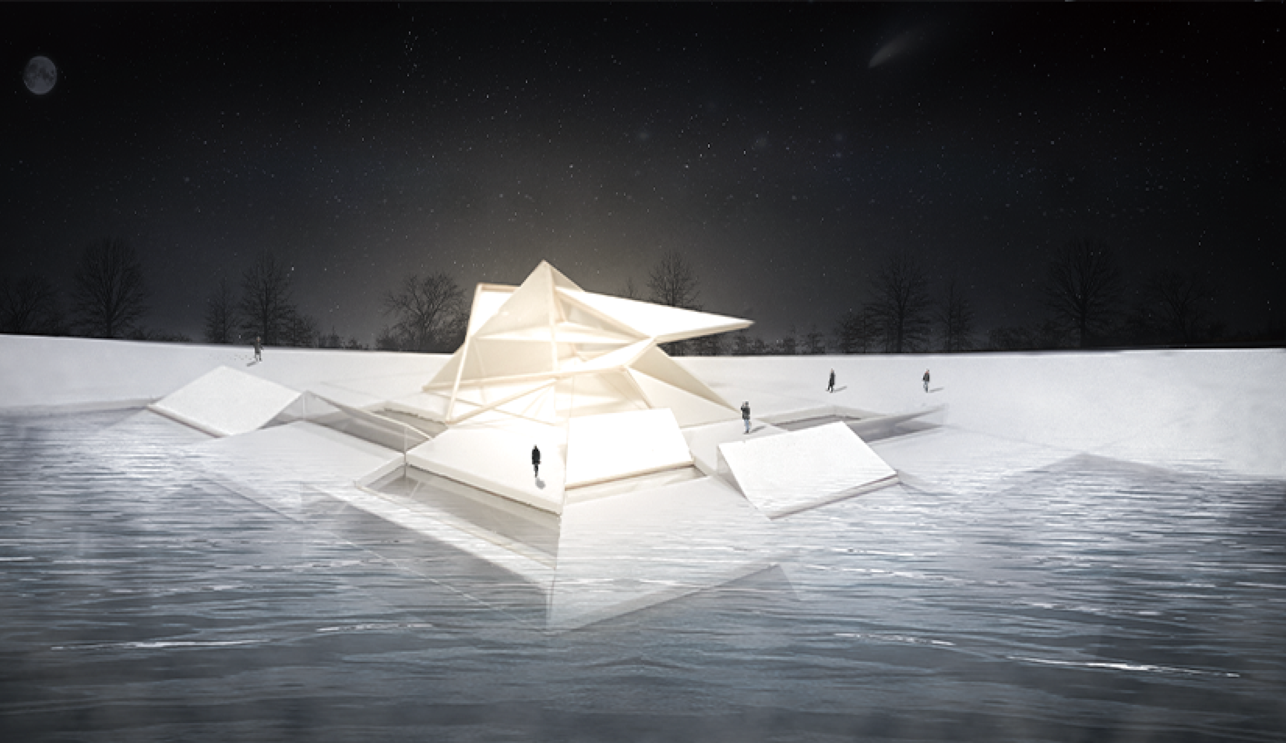 Night - glowing pavilion